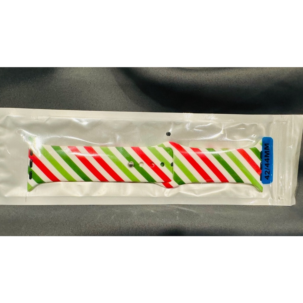 Watch Band, Size 42/44 (M/L), in Candy Cane Red & Green NEW